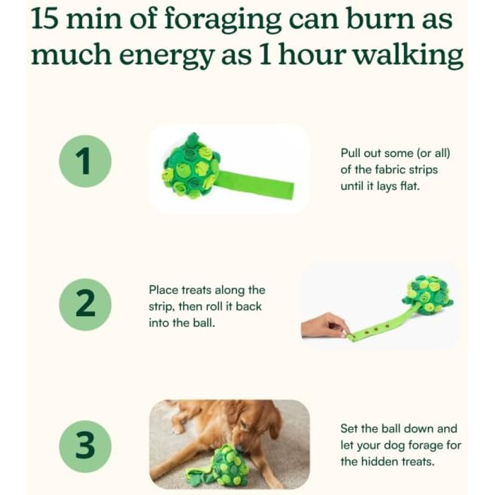 Набір для збагачення Reggie для собак: інтерактивна килимок та іграшковий м'яч проти швидкого поїдання, нудьги та стресу. Підходить для всіх вікових груп. Колір: коричневий килимок, зелений м'яч