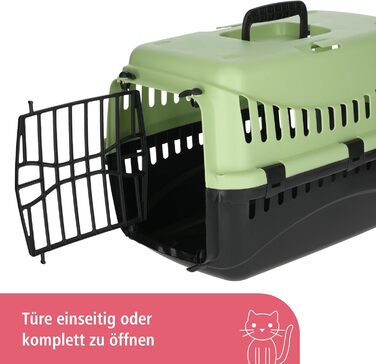 Kerbl Pet Transportbox Expedion: переноска для тварин 45x30x30 см, для котів, собак, кроликів до 10 кг, пластик, зелено-сіра