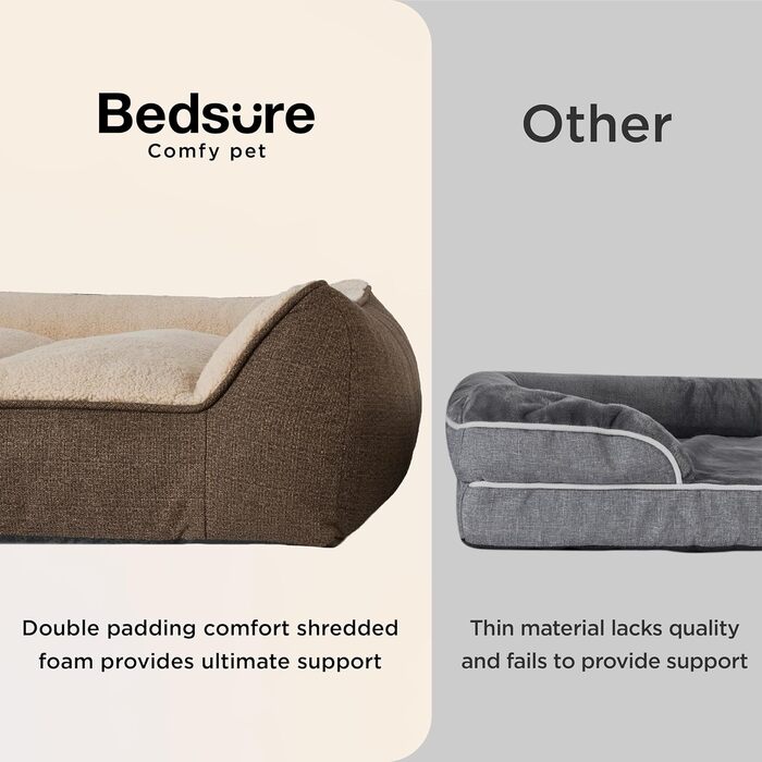 BEDSURE Лежанка для собак великих порід - 106x76 см, товста, з водонепроникним чохлом, антиковзаюча, з м'якого плюшу Sherpa, коричнева (106 x 76 x 24 см)
