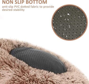 Кругла м'яка лежанка для тварин 60 см - ідеальна для собак та котів. Лежанка-бублик, хакі.