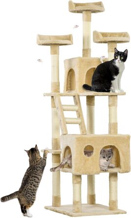 Дряпка для котів Pawhut, 180x60x50 см, бежевий, ігровий комплекс