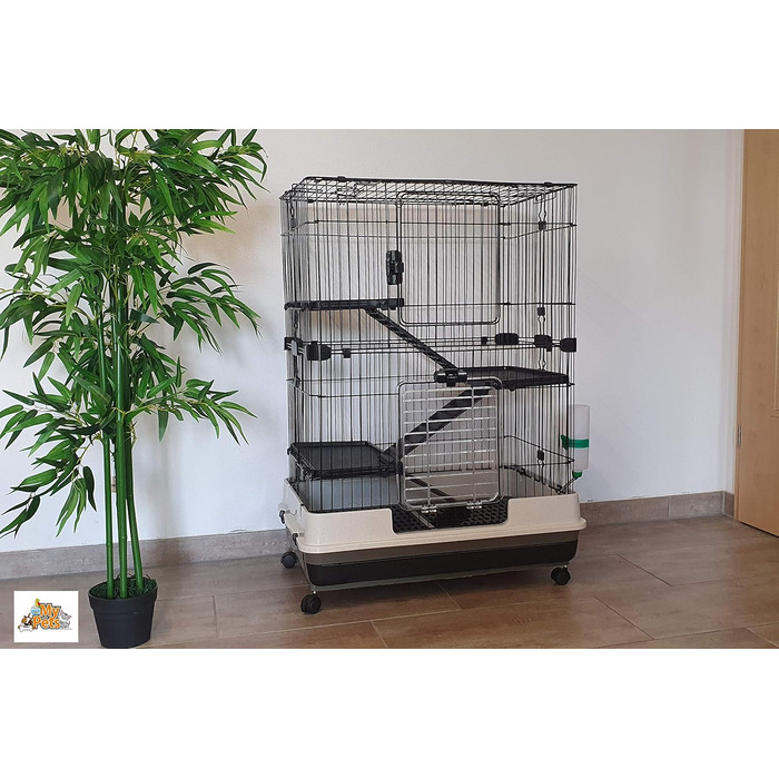 Велика клітка для гризунів MyPets XL 110x75x50 см з висувним піддоном, полицями і драбинами на колесах – вольєр для дегу, шиншил, тхорів та інших