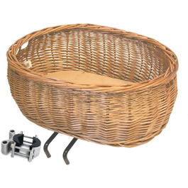 Кошик на переднє колесо Basil Pluto з плетіння лози, натуральний колір, з кріпленням та подушкою