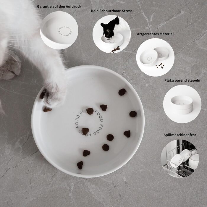 Керамічна годівниця для котів Minty&Marla® Food | Біла, преміум-якість