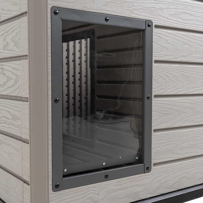 Кінець Lifetime - Зовнішній вольєр для собак, 120x97x97-90 см, переносний собачий будиночок, з піднятим дном, знімним перегородкою, захист від УФ-випромінювання, складане дах, прямокутний вольєр для саду (92314)