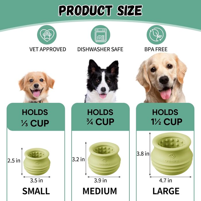 Іграшка-дозатор для собак Eckeri, інтерактивна головоломка для собак, збагачення для собак, іграшка-дозатор з кубиками для собак, безпечний силікон (L, зелений)