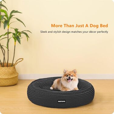 Кругле ліжко для собак та котів, зручне та миється, Ø 60 см, темно-сірий кошик для собак, ліжко-подушка, 60x60x18 см