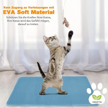 Килимок для котячого туалету Blissstorm Matte 60x90cm з EVA, водонепроникний, антиковзкий, нейтралізує запахи, легко миється, для всіх котів, хакі (також доступний розмір 30x45см)