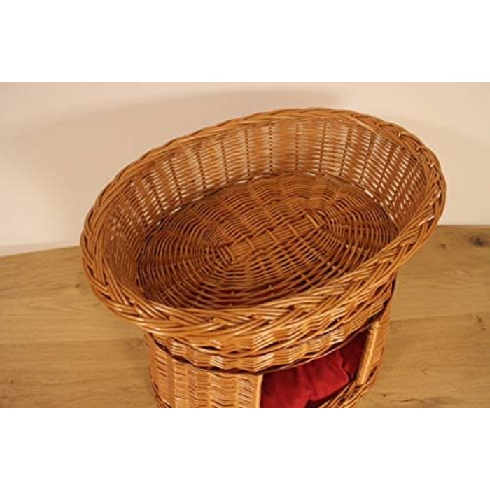 Дерев'яний кігтеточка-кімната для котів з подушками, кімната для собак, корзина для котів з ротангу, натуральний дизайн