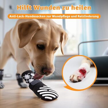 Шкарпетки для собак PICK FOR LIFE 4 шт. Захист лап, антиковзаючі, з клямками для твердих дерев'яних підлог, чорного кольору. Підходять для маленьких, середніх та великих собак.