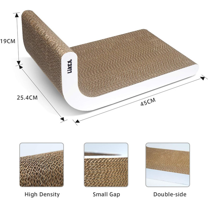 Котячий когтетоп LIKEA з котячою м'ятою, якісна картонна конструкція, декілька кутів для дряпання, 45 x 25 x 19 см