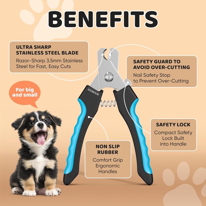 Набір для догляду за собаками: щітка та інструмент для стрижки нігтів. Безпечний набір для грумінгу собак, котів, кроликів та морських свинок. Чорний колір