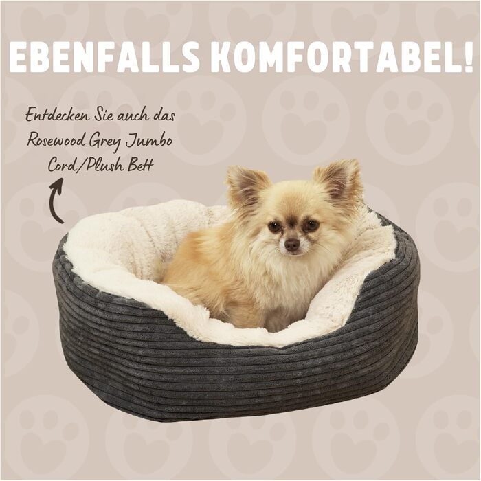 Крісло-гніздишко для собак Rosewood Kuschelbett, м'яке, сіре/кремове, 40x40x48 см