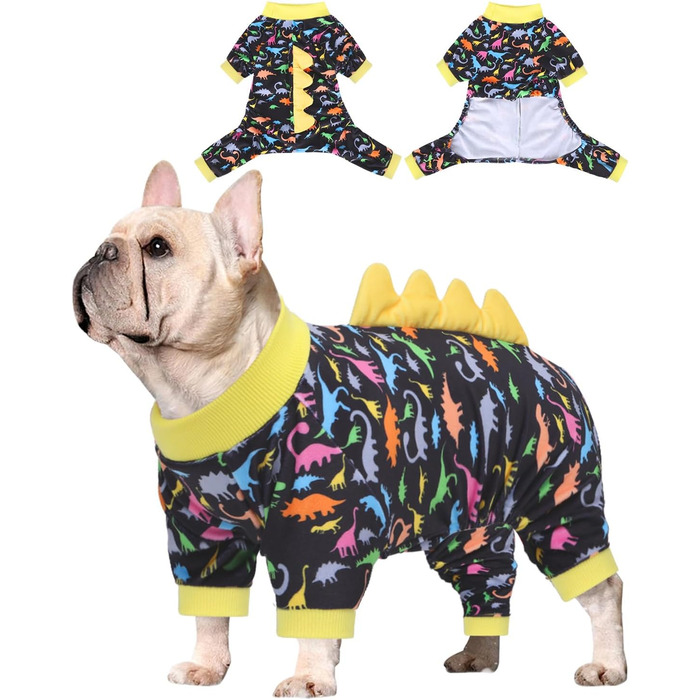 Костюм динозавра для собак CuteBone, піжама з еластичного спандексу, кристанового оксамиту, тепла та м'яка одежда для маленьких собак, теплий халат для домашніх тварин, COSP01S-DE S