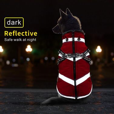 Водонепроникні куртки для собак, зимові теплі куртки для собак, одяг для домашніх тварин з відбиваючими елементами, куртки для собак у холодну погоду, затишні костюми від снігу, куртки та жилети для маленьких, середніх та великих собак (Червоний, 6XL)