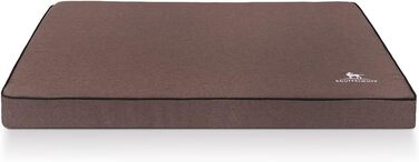 Ортопедичний лежак для собак Knuffelwuff Nantucket з велюру, ручної роботи, 80 x 60 см, коричневий. Знімний, пральний чохол. Підходить для великих, середніх та маленьких собак. Розміри: 80 x 60 x 10 см