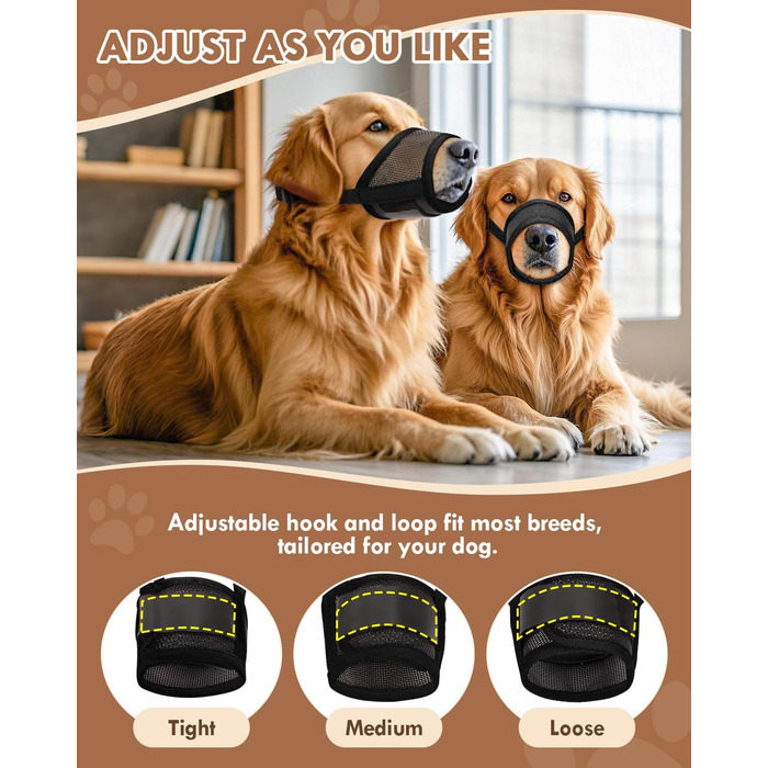 Майка-намордник для собак, м'який Air-Mesh, для малих, середніх та великих собак, проти гавкіту, кусання, дихаючий, можна пити, регульована стрічка, підходить для німецької вівчарки, Хаскі