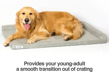 Ліжко-манеж для собак PetFusion PuppyChoice 74×48 см з водонепроникним і щільним поролоновим матрацом, знімним і праним чохлом з мікрозамші, зручне та портативне з ручкою