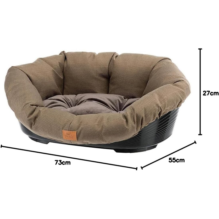 Крісло-ліжко для собак та котів Ferplast SOFA' 6: коричневий пластиковий кошик з м'яким знімним матрацом, 73 x 55 x 27 см
