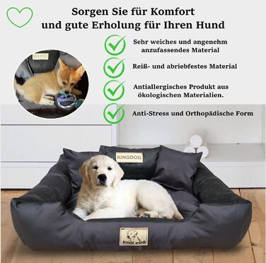 Крісло-ліжко для собак великих порід KING DOG XXL 130x105 см. Водонепроникне, з можливістю персоналізації (ім'я собаки), чорне, силіконова наповнювач