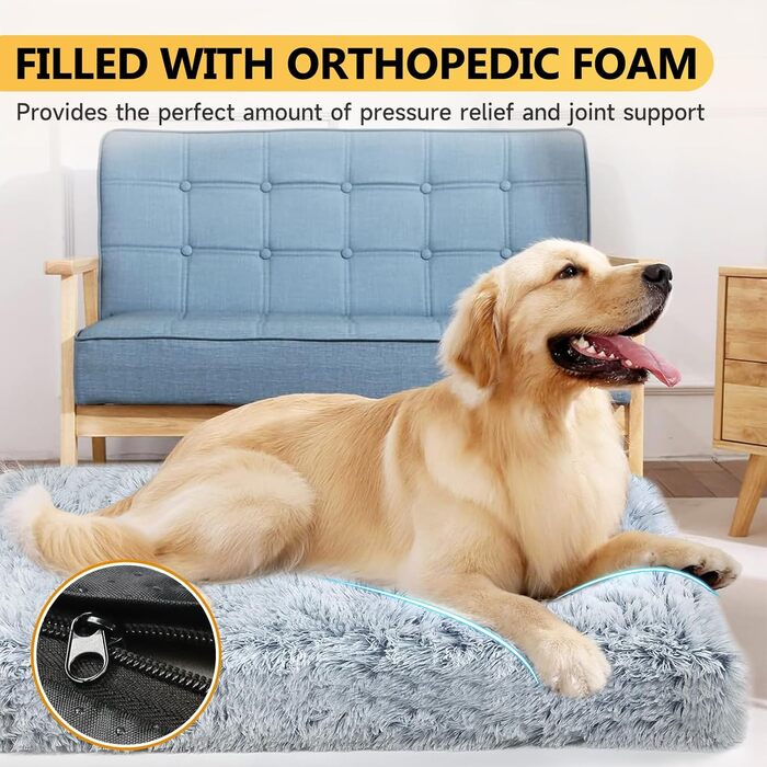 М'яке ортопедичне ліжко для собак DONWEI, 75x50x6 см, сірого кольору, знімний чохол, неслизьке, для клітки