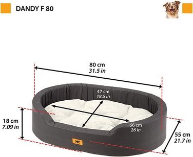 Крісло-ліжко для собак середніх порід Ferplast, 80 x 55 x 18 см, коричнево-біле, м'яке, з матеріалів бавовна та плюш, миється