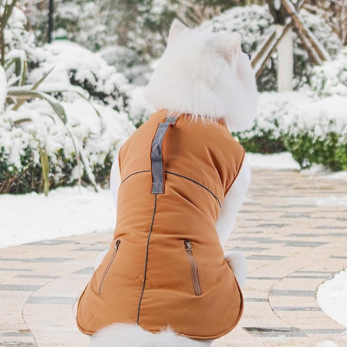 Зимова куртка для собак - тепла рожна куртка з флісу, вітронепроникний одяг для собак середнього розміру, коричнева