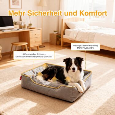 Лягу для собак середніх та великих порід Zedelmaier, 90х68х19 см: зносостійкий кошик, товсте ліжко, миється, водонепроникна, сірий колір.