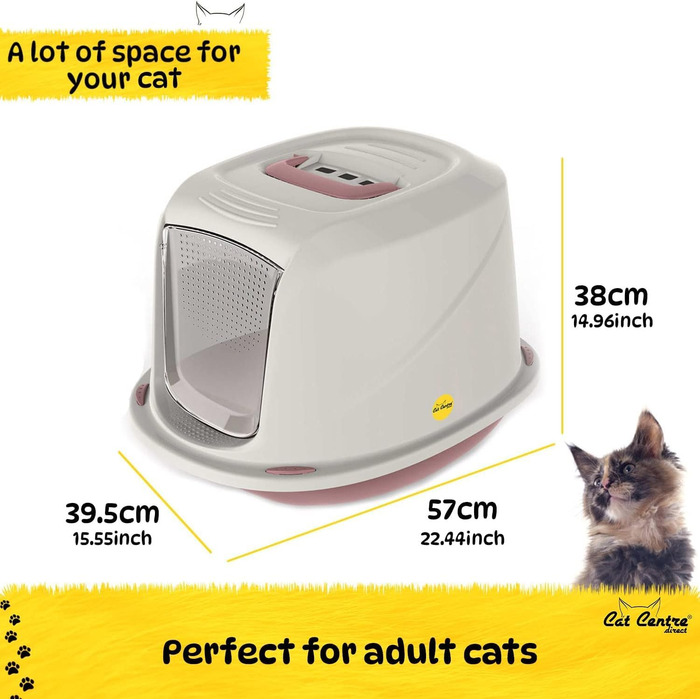 Набір для котячого туалету CatCentre з капюшоном, Jumbo, рожевий та кремовий, з фільтром