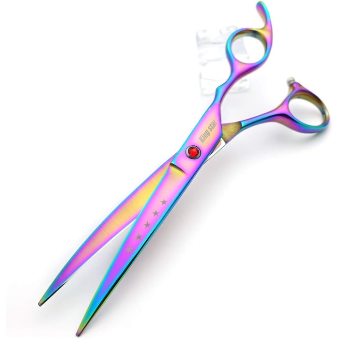 Професійний набір для стрижки тварин, 17.8 см, титан, різнокольоровий (радужний), прямий, поступово тоншаючий, вигнутий, 4-частинний набір для догляду за собаками (радужний)