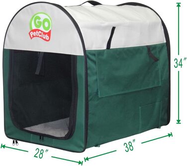 Транспортний бокс Go Pet Club для собак, м'який, 96,5×71×86 см, зелений