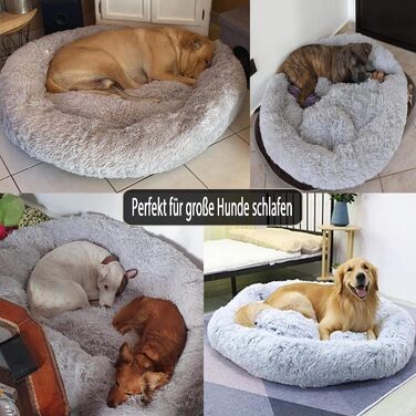 Ортопедичне ліжко для собак XXXL: зручне та м'яке, для великих та середніх порід, сірого кольору. Ліжко-гніздо, антистрес, круглого та овального типу.