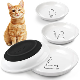 4 миски для котів з кераміки, годівниця для кота з неслизьким гумовим дном, миска для котів, що запобігає втомі вусів, широка та плоска годівниця для кошенят та дрібних тварин (4 шт.)