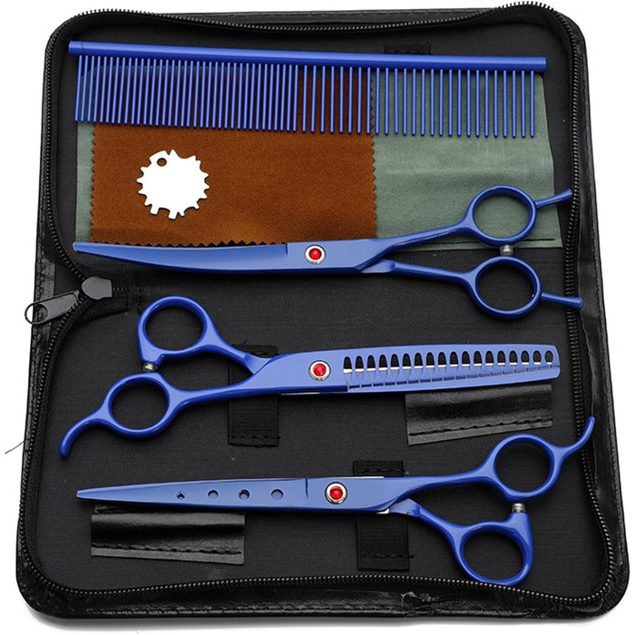 Набір ножиць для собак 3 в 1: прямі, зубчасті та вигнуті ножиці для собак, котів та інших тварин