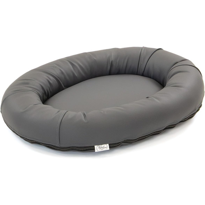 Wallace & Jones Преміум лежанка для собак Болтон, 63x50 см, штучна шкіра, для маленьких собак, темний сірий колір
