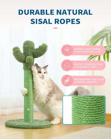 Дряпка для котів Made4Pets Кактус 55,1 см, з натурального сизалю, для кошенят, з іграшками, для дому