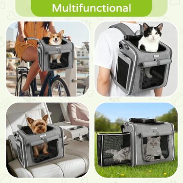 Фаркоп для велосипеда з переноскою для собак, передній велосипедний кошик з 4 дверцятами, сітчастими вікнами, розширюваний, складаний, для котів та собак середніх та малих порід