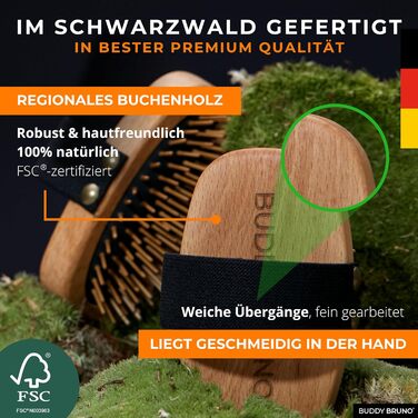 Щітка для собак з довгою шерстю - 100% натуральна щетина, Made in Germany. М'яка щітка для видалення підшерстка, розплутування та вирівнювання без вискубування. Змащений дерев'яний грифель FSC® + додатковий засіб для чищення щітки