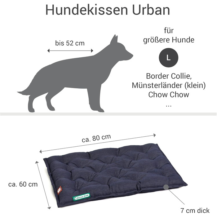 Ортопедична лежанка для собак Doctor Bark Urban - 80x60 см, Королівський блакитний, Made in Germany