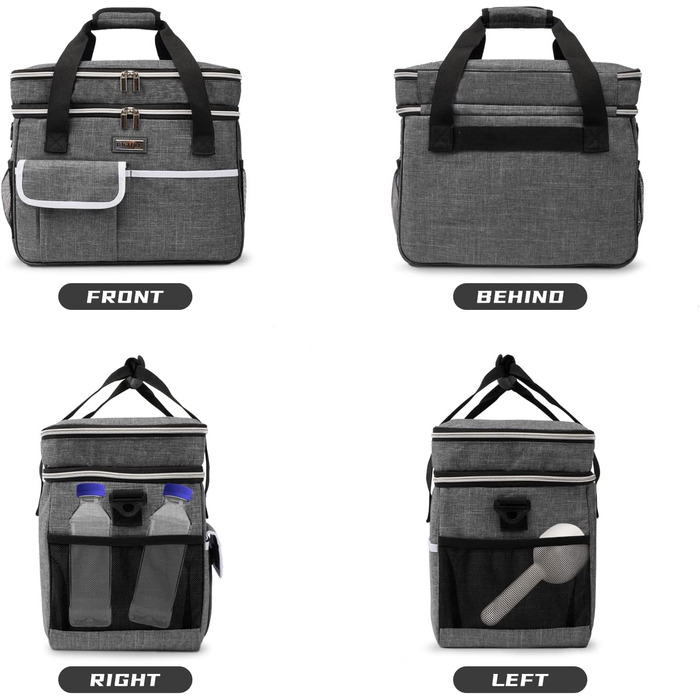 Сумка-переноска для тварин BAGLHER, сіра, двошарова, для собак та котів, велика місткість, для подорожей