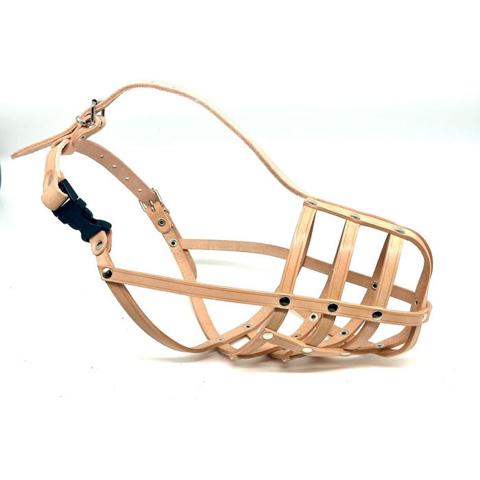 Шкіряна маска для собак короткої морди L&J Pets, Natural, BT2 (для Бультер'єрів)