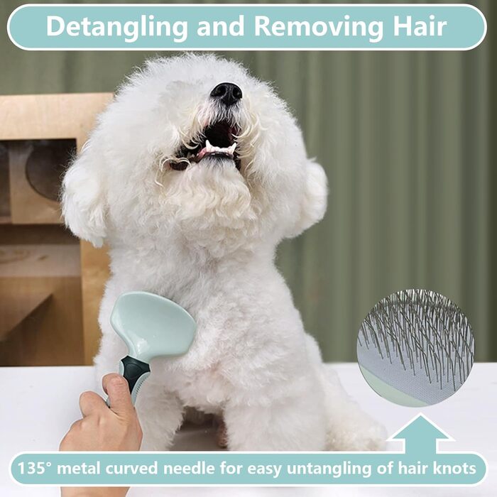 Набір для догляду за шерстю тварин, 8 предметів: щітка від випадіння шерсті, для матового хутра, самоочисна, гребінець від бліх, мікрощітка для внутрішніх ділянок, щітка для чищення зубів котів, складані годівниці для собак