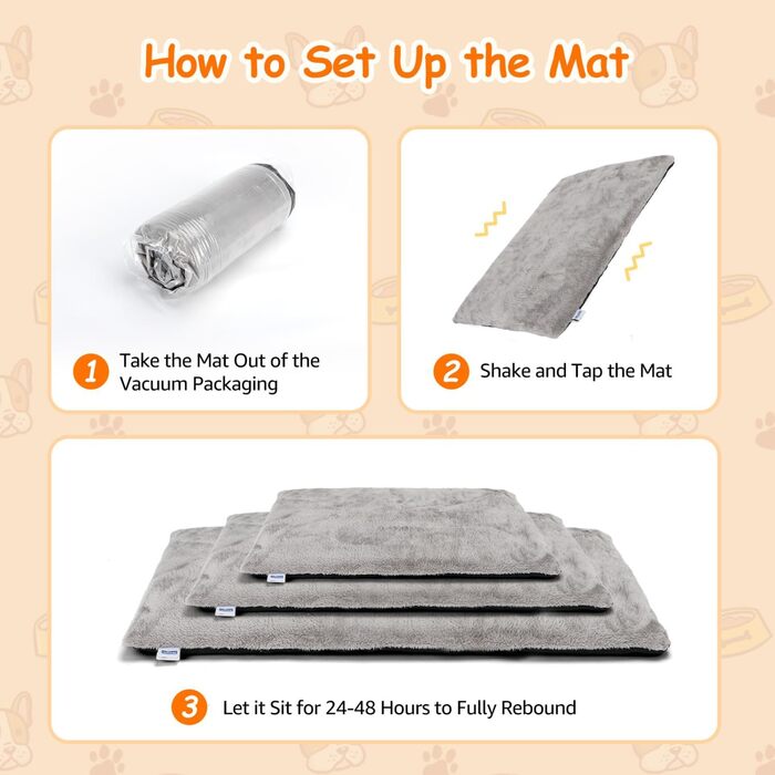 Nobleza Самогріюча килимок для собак та котів, тепла підстилка для домашніх тварин на зиму, м'яке ліжко для собак з Memory Foam, знімний, м'який плюшевий чохол, сірий, 91x58x4 см