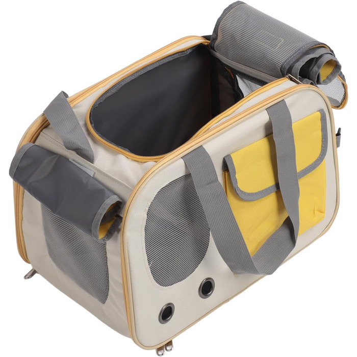 Транспортна переноска для котів та собак LUCKDANO, складана, з регульованим ременем, міцна, стильна (жовта)