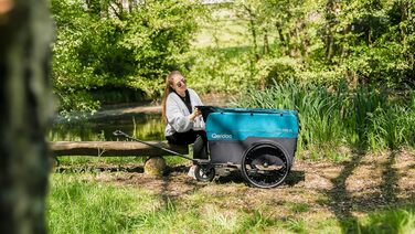 Qeridoo Qubee XL Petrol: Складаний вантажний причіп з об'ємом 220л та швидкою з'єднювальною рамою | Причіп для велосипеда & візок-валіза з повітряними шинами | Аксесуари для велосипеда | Велосипедний причіп