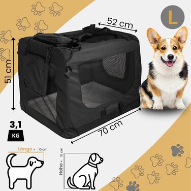 Складана переносна сумка-бокс для собак та котів Petigi (Чорний, L 70x52x51 см)