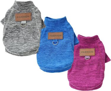 Пуловери для собак - 2/3 шт. з флісу, теплі, з високим коміром, для маленьких собак, кошенят, зимовий одяг для тварин (B-Сірий, фіолетовий, синій, XL)