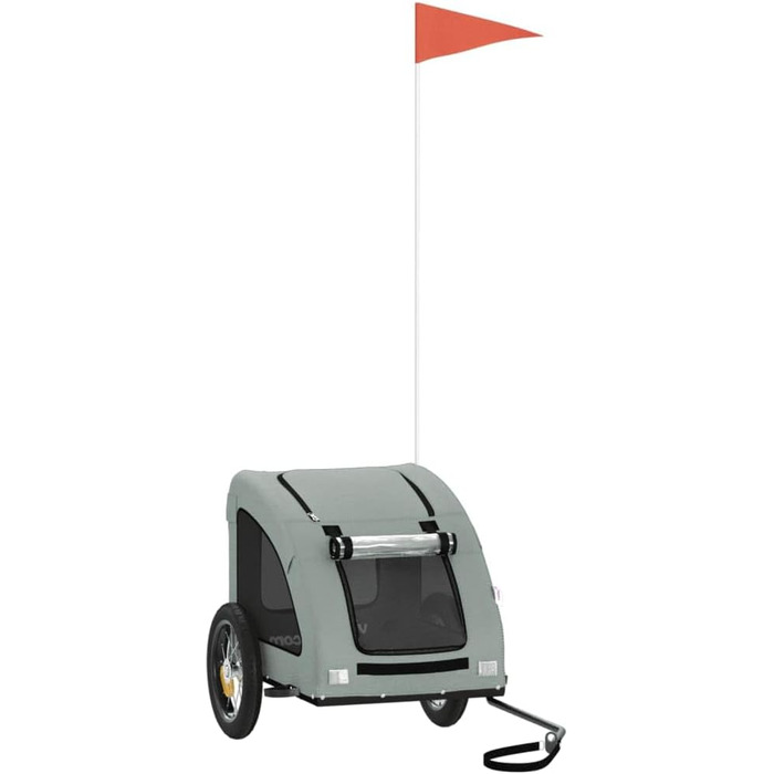 SECOLI Причіп для собак, візок для собак, бугі для собак з відбивачем. Причіп для велосипеда для собак до 30 кг, сірий, 124 x 53 x 53 см