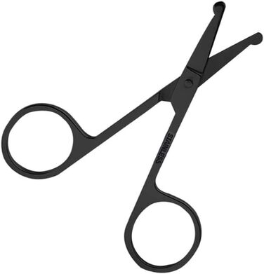 Професійна фeльшерська ножиці для собак та котів EWANTO - безпечна, з округлою кінчик, для грумінгу обличчя та лап. Чорний колір, нержавіюча сталь