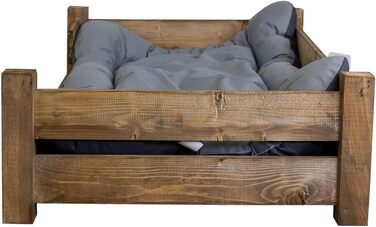 Собачий лежак Kistenkolli Winston XL з дерева (палісандр) з подушкою, 100x60x25 см